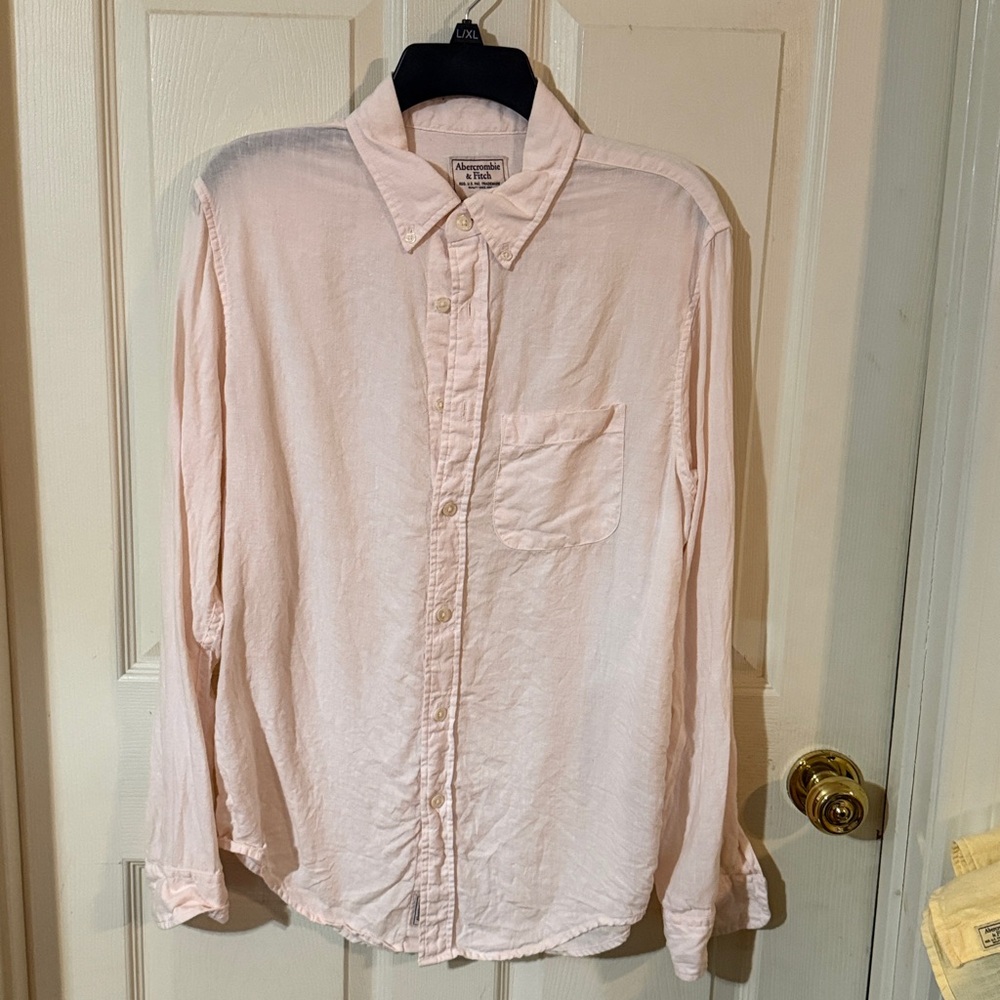 NEW w/o Tag Abercrombie & Fitch Men's Linen Pink Button-Up Shirt